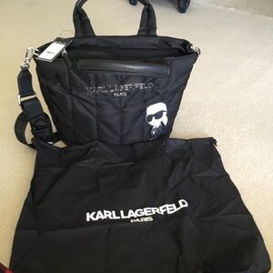 Karl Lagerfeld Quilted Black Messenger Bag